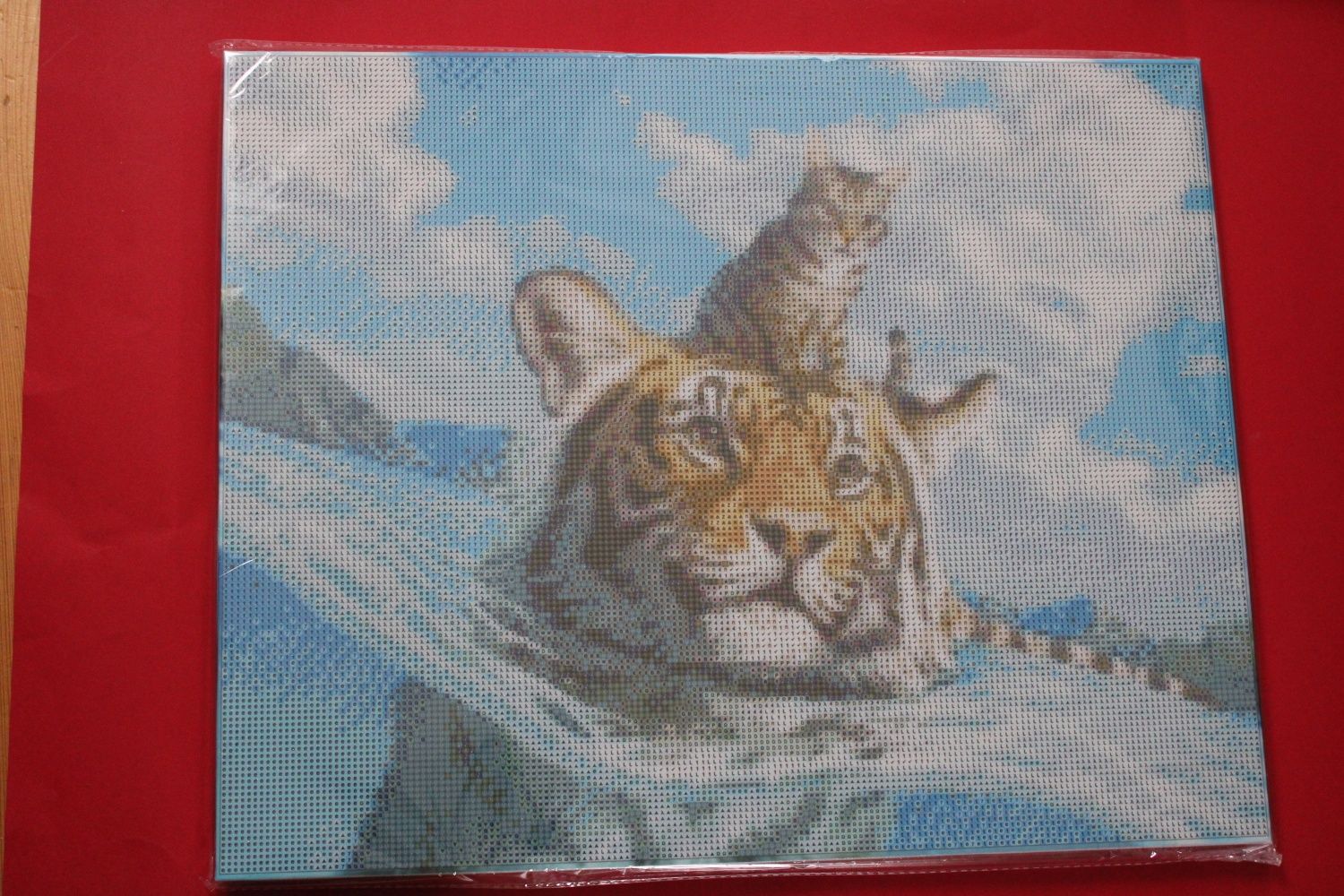 Haft diamentowy obraz na ramie 40x50 kot i tygrys