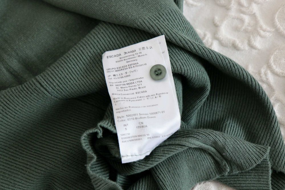Zielony sweter ESCADA S 36 logowany premium modny desigual okazja