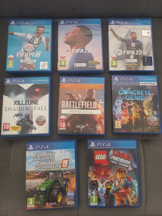 Gry na PS4 Fifa 19, 22, 23 Farming Battlefield 1 Lego Killzone itd