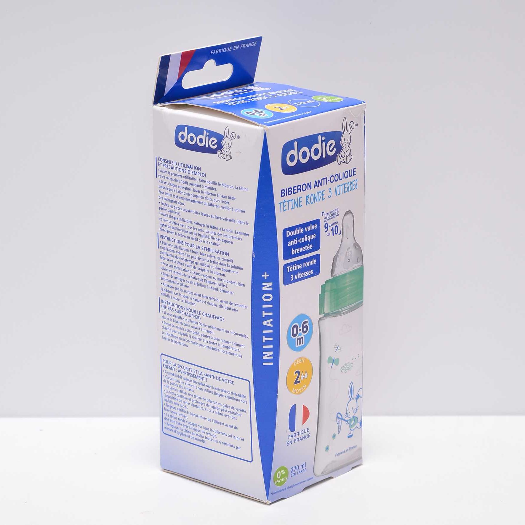 Butelka ze smoczkiem antykolkowa Dodie 0-6m+ 270 ml