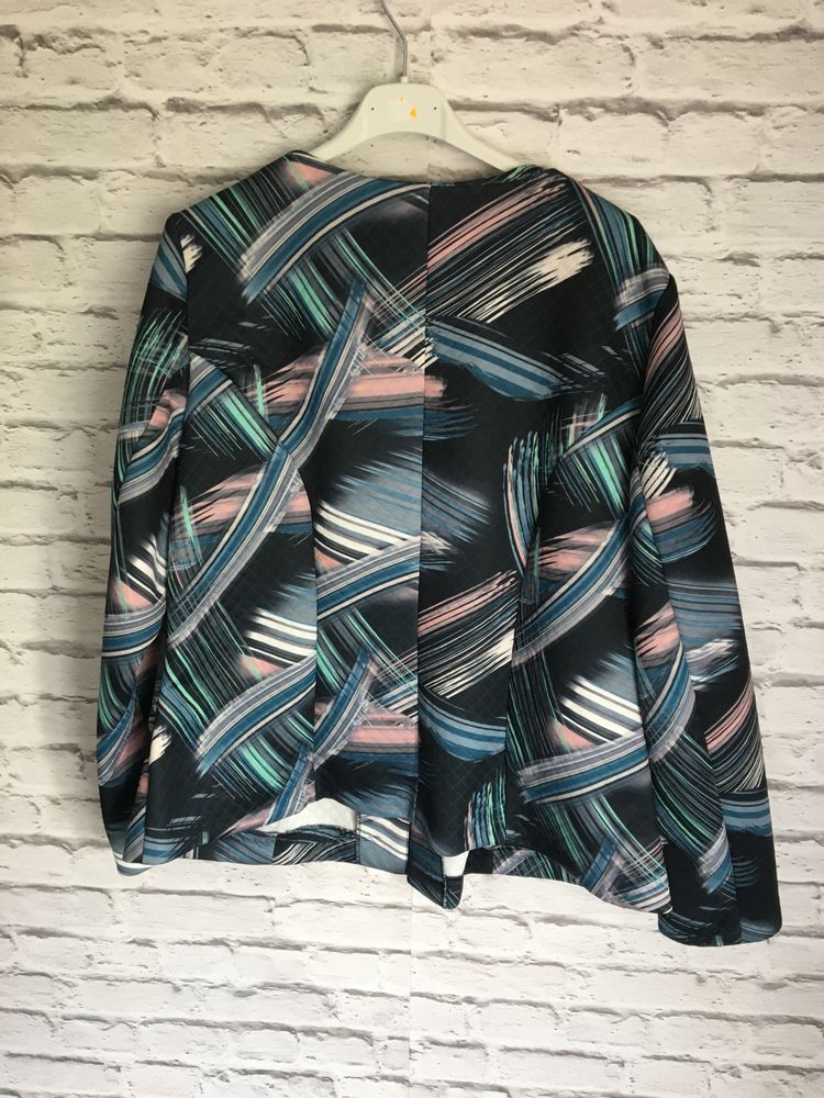 Marynarka garsonka plus size oversize kwiaty boho zielona 44 42