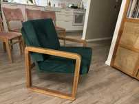 Fotel PRL zielony, drewno