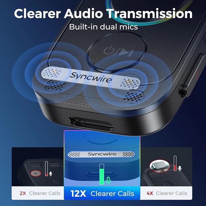 Syncwire Odbiornik Bluetooth 5.4 do samochodu, redukcja szumów