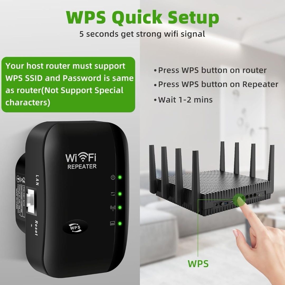 WZMACNIACZ SYGNAŁU 2.4GHz Wi-Fi mocny Repeater 300Mb/s
