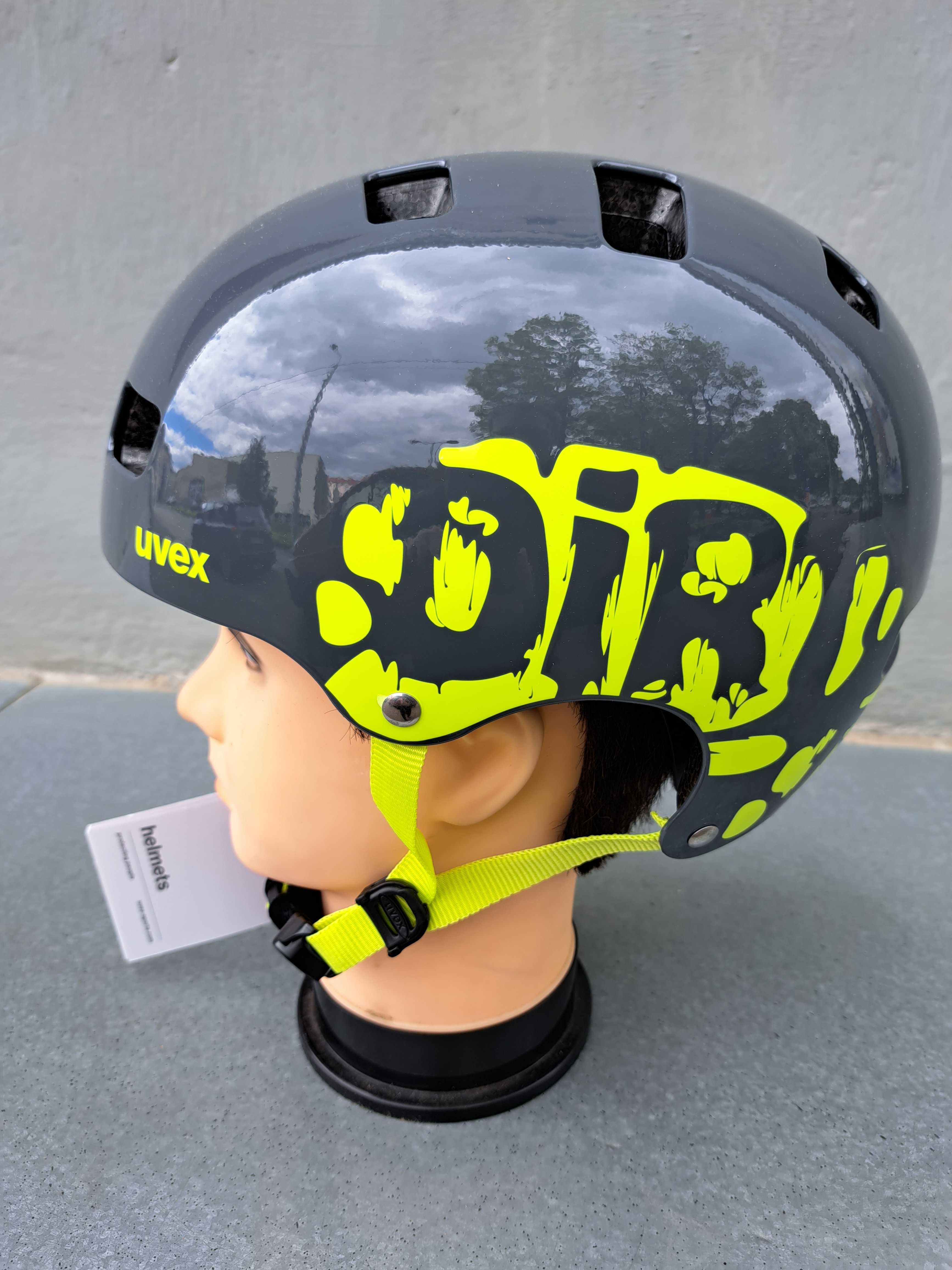 kask rowerowy UVEX Kid 3 dirt grey-lime rozmiar 51- 55 - 58 cm