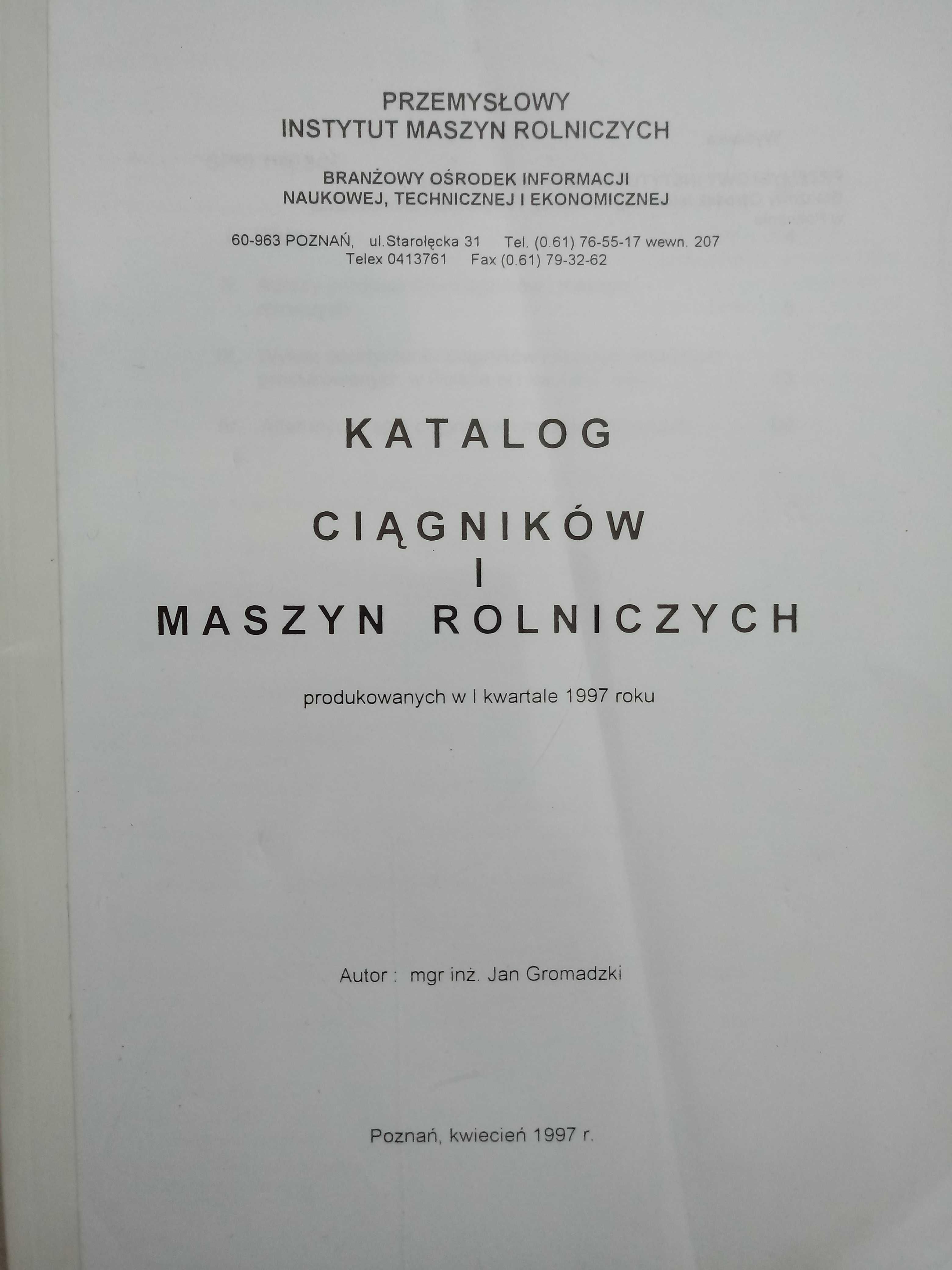 Katalog ciągników i maszyn produkowanych w 1997 r. ZABYTEK PRL