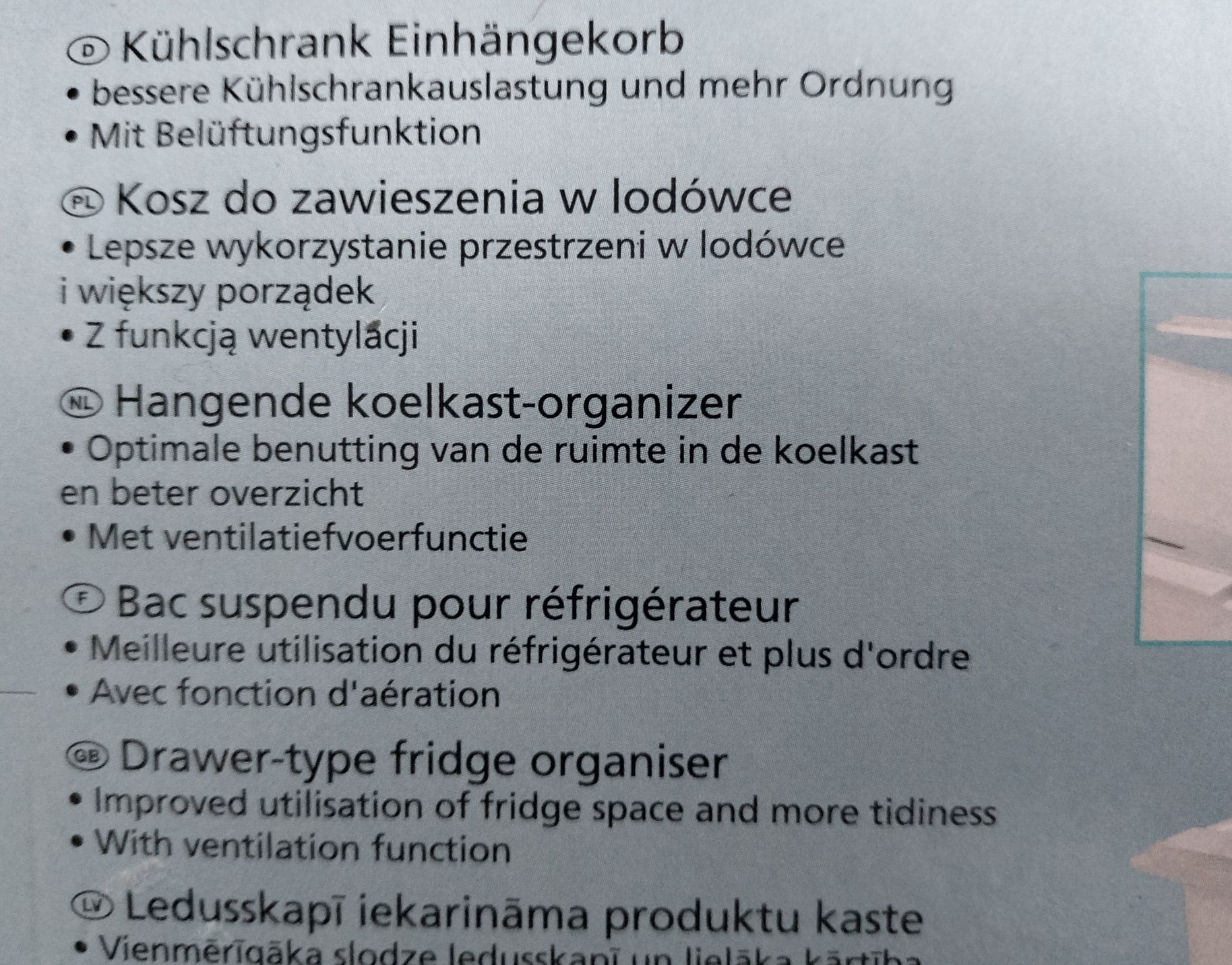 Zawieszany pojemnik / kosz do lodówki, z funkcją wentylacji - Wenko