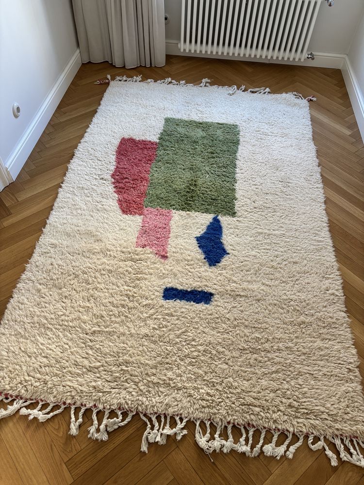 Berberyjski dywan Beni Ourain 170x250 cm – ręcznie tkany, 100% wełna