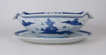 Molheira em porcelana azul e branca da China Cantão