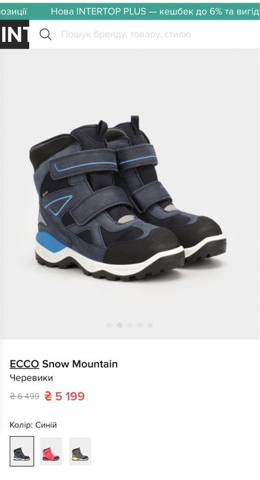 Чоботи черевики Ecco Snow Mountain GoreTex 33