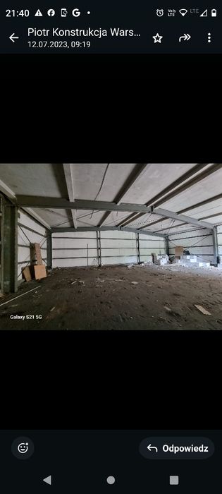 Konstrukcja hali 18x30x4.70 m