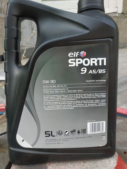 Elf sporti 9 A5/B5 5w-30. 5 литров. Синтетическое моторное масло.