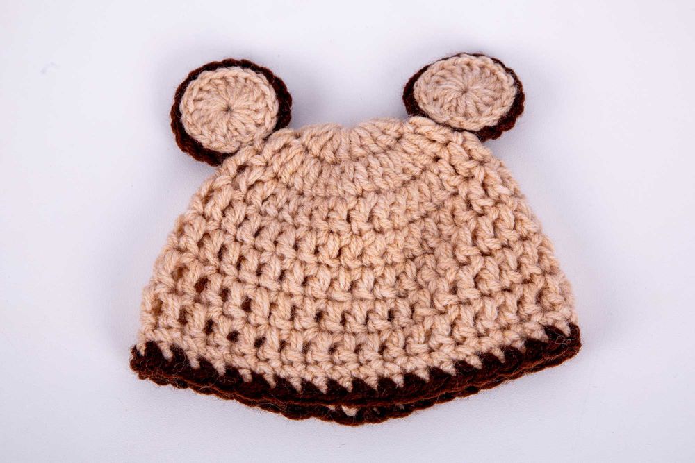 Czapka misio z uszami sesja foto obwód 38-40 jak nowa