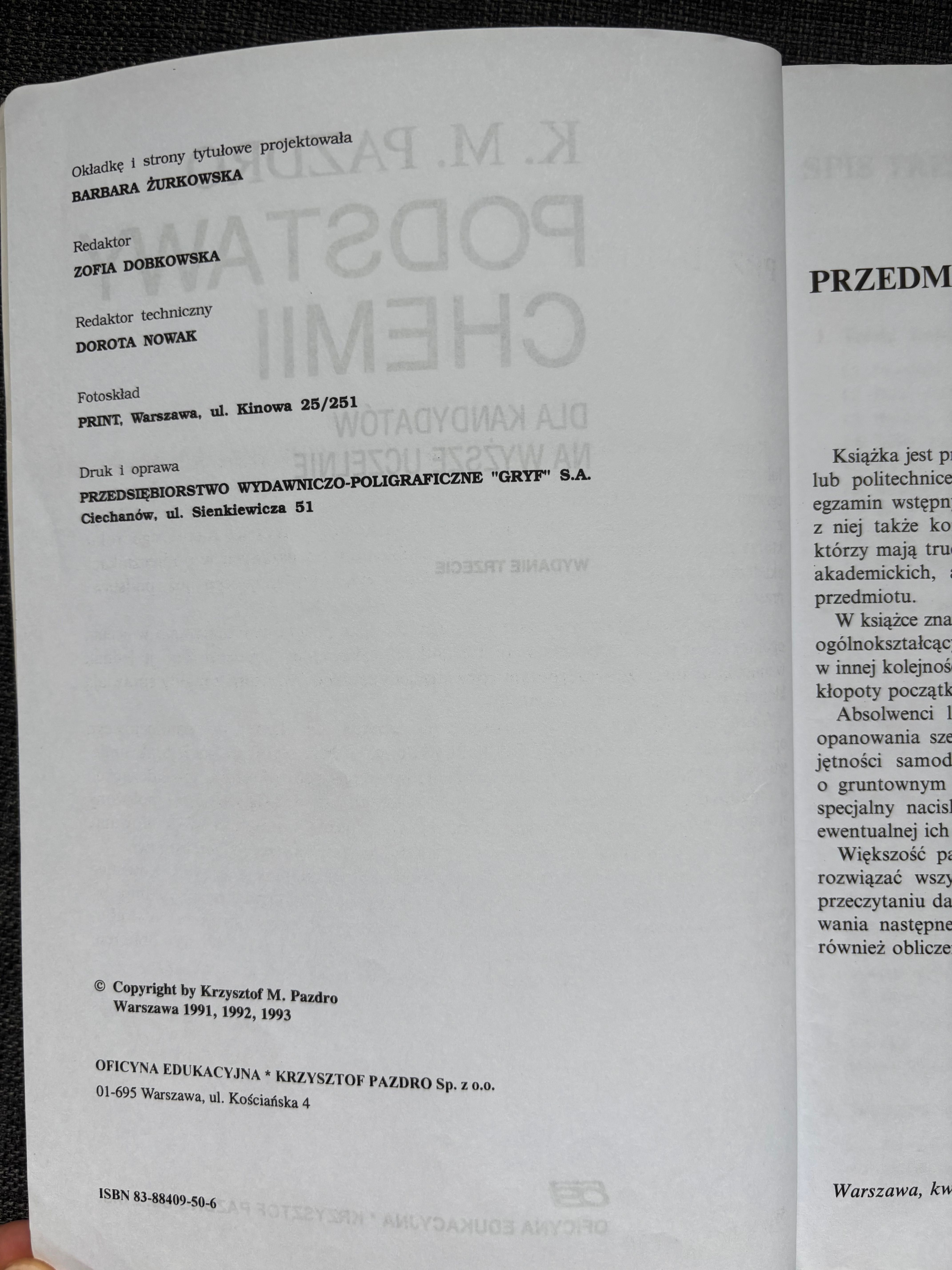Podstawy Chemii Pazdro wydanie III