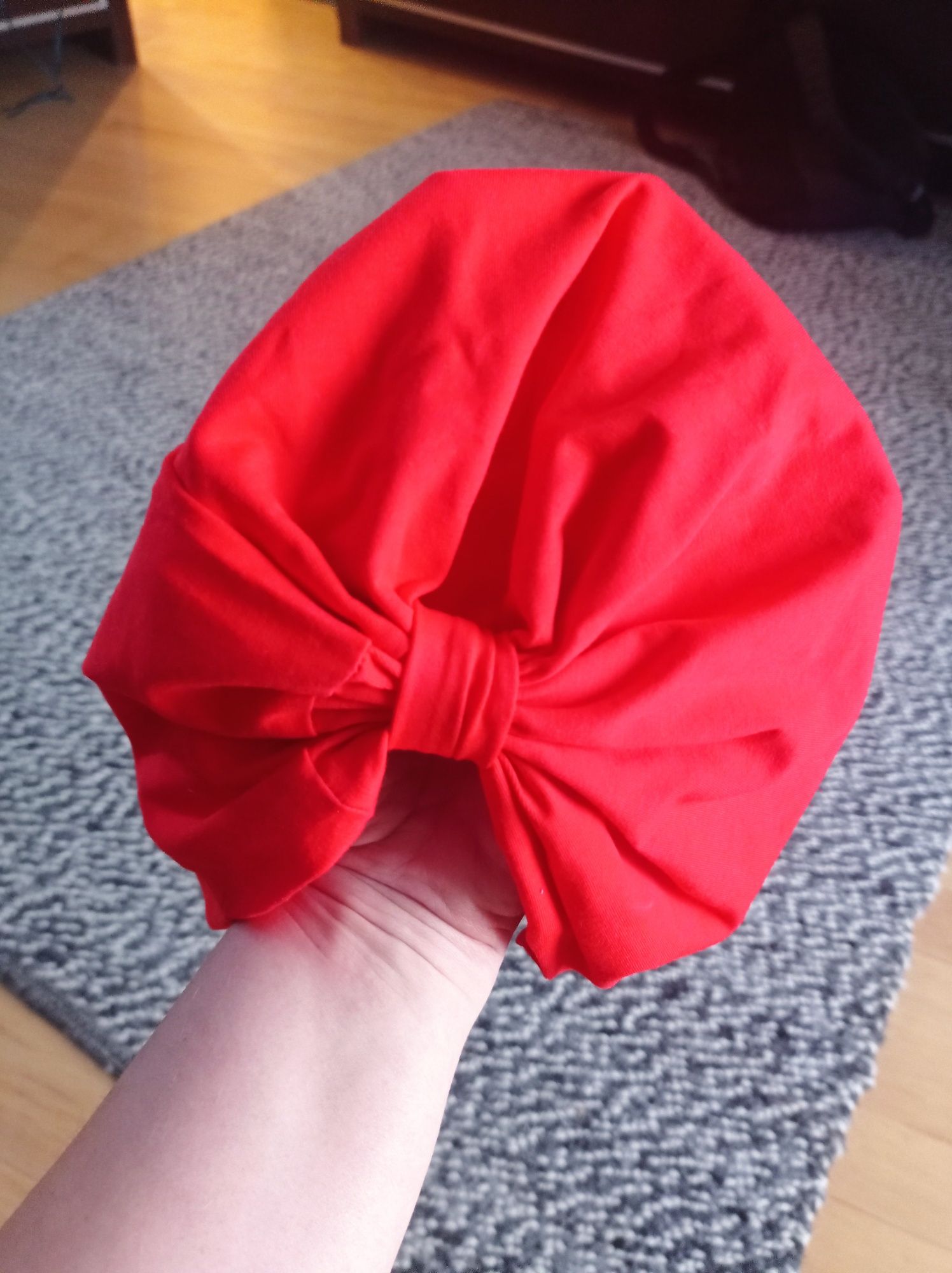 Czapka dziewczęca/turban bawełniany czerwony 56 cm