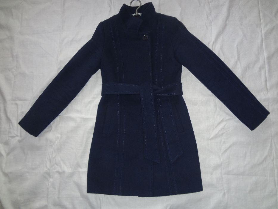 Пальто деми кашемир темно-синее, размер 42, +подарок