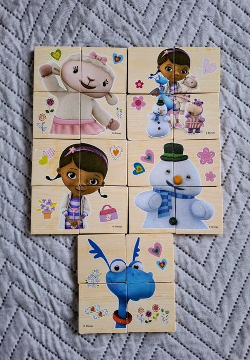 Klinika dla pluszaków Dr. Dosia/Drewniane puzzle 10m+/ Kostka logiczna