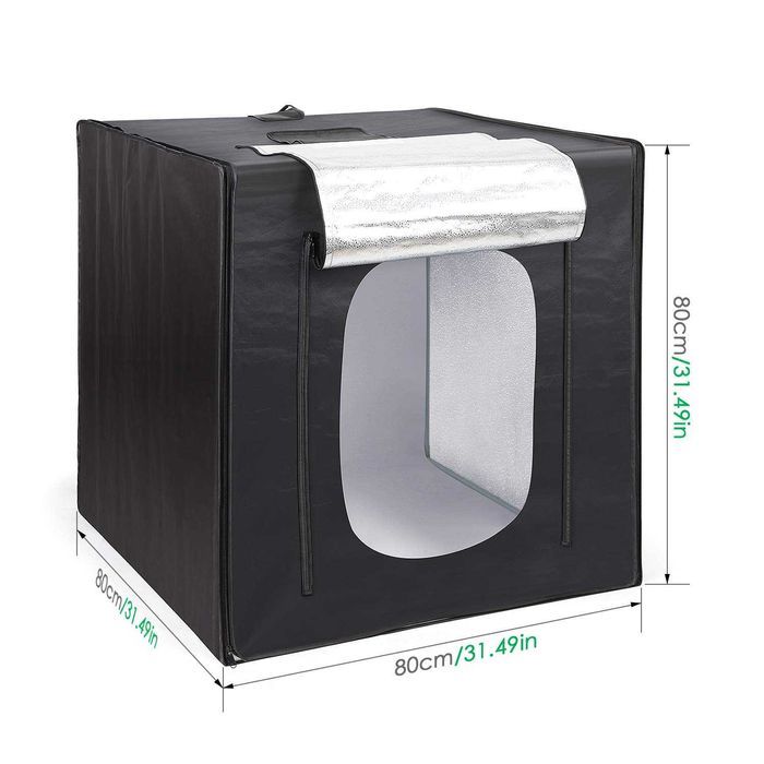 Box para fotografia produto 80x80x80cm iluminação caixa foto vinil