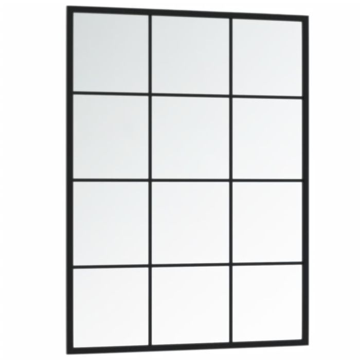 vidaXL Lustro ścienne, czarne, 80 x 60 cm, metal