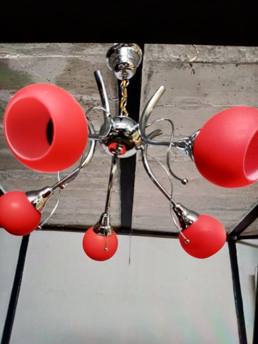 Люстра п'ятірукава  червона