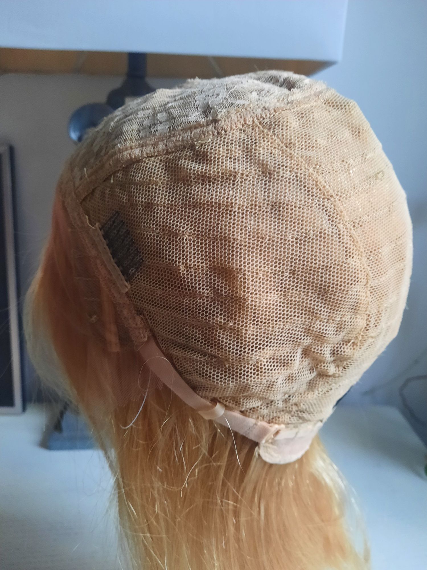 Blond peruka ludzkie włosy prawdziwe naturalne t part siateczka baleya