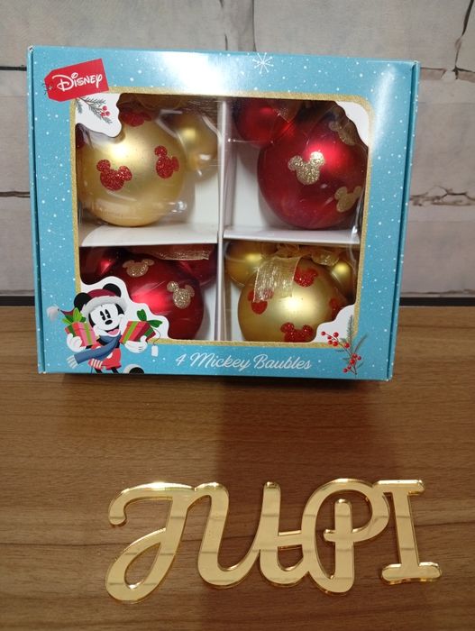 Bombki na choinkę Disney Myszka Mickey 4szt czerwono - złote