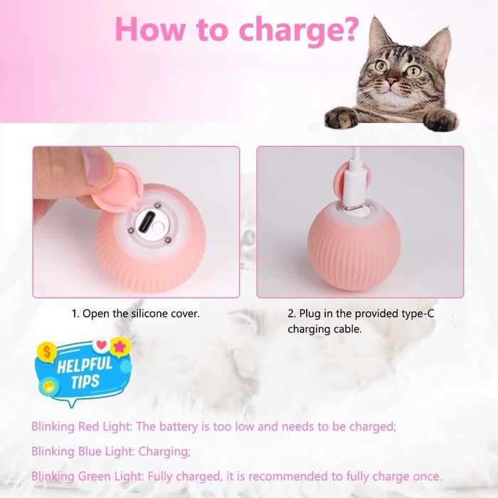 Zabawka dla kota, uciekająca piłka, piłka do samodzielnej zabawy, USB