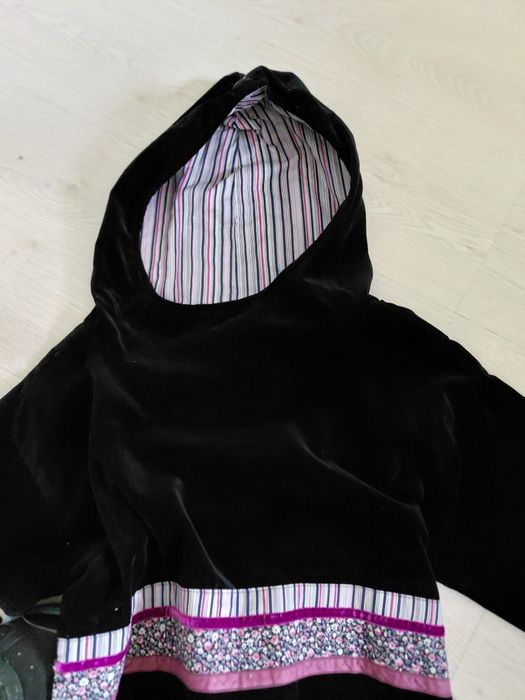 Vintage Bohemian suknia z Norwegii welur zamsz