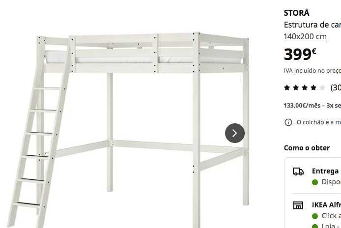 Cama de casal alta IKEA + colchão