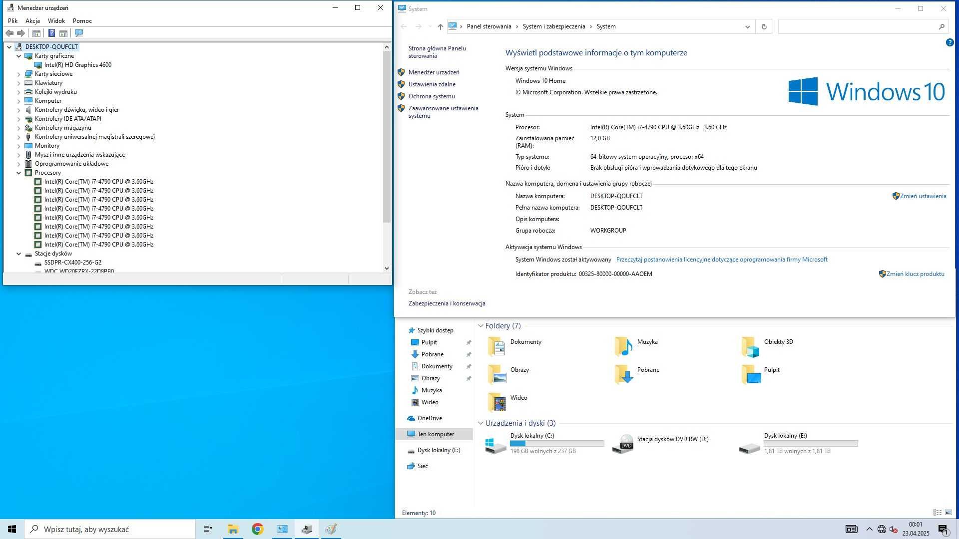 Komputer Medion i7 8x4.0 GHz/8GB RAM/SSD/2TB HDD/Win 10