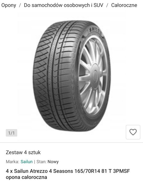 Opony z felgami 165/70 R14 wielosezonowe