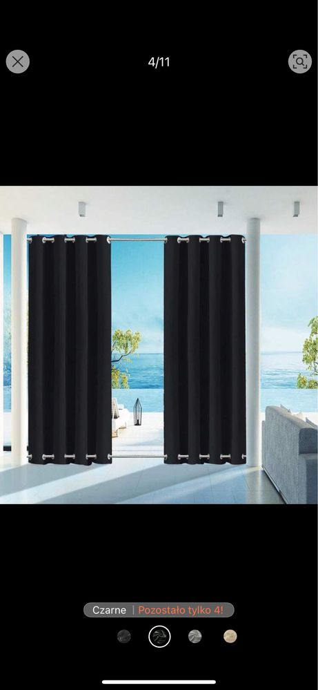 Zasłony zewnętrzne taras altana 132x213 cm szare 2 szt