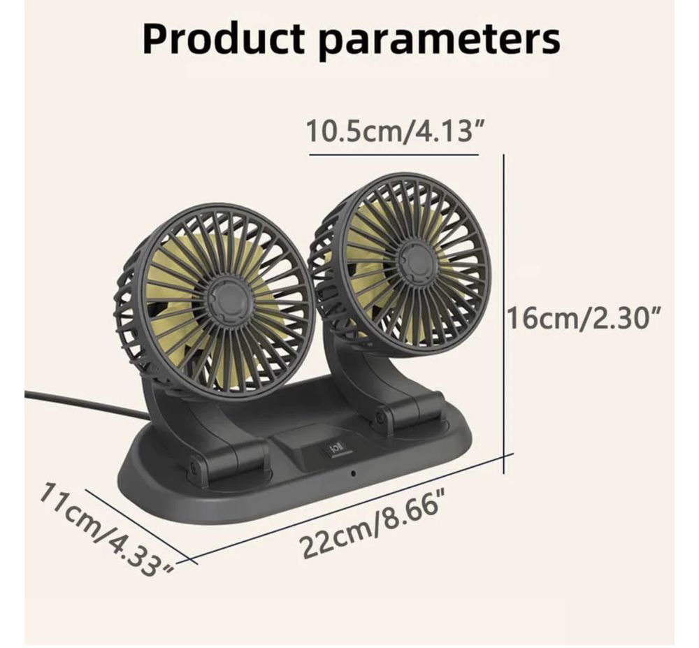 TOTMOX 5 V 12 V 24 V Dwugłowicowy wentylator samochodowy