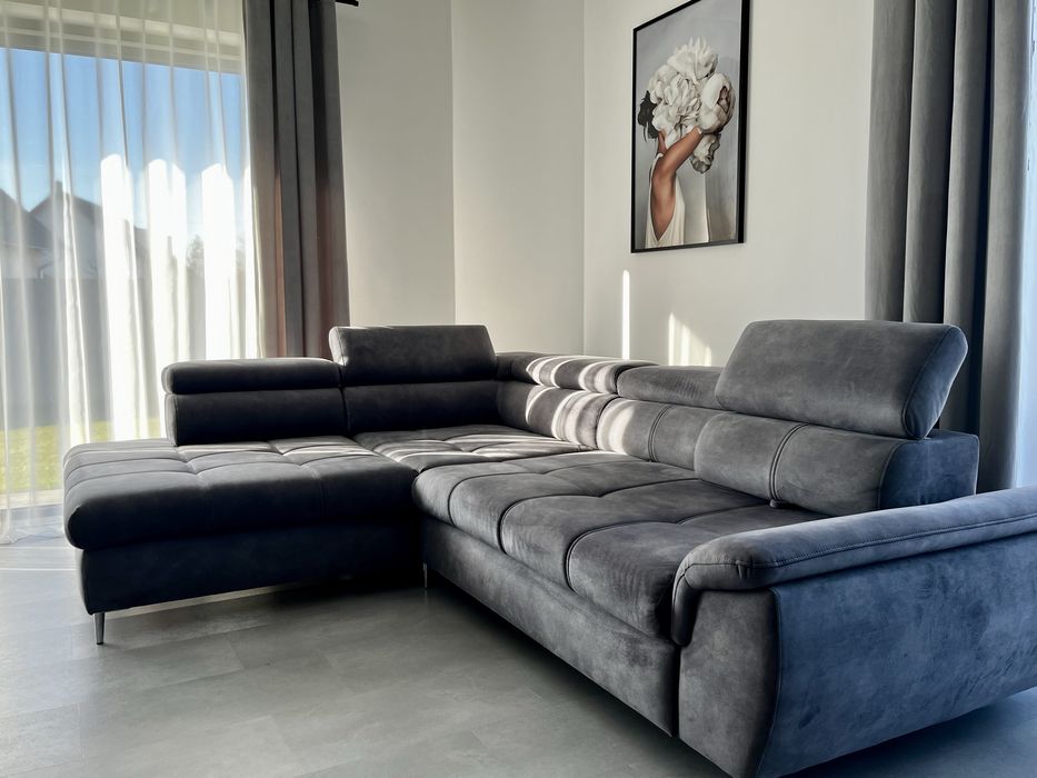 Narożnik Empona Agata, szary, rozkładany.