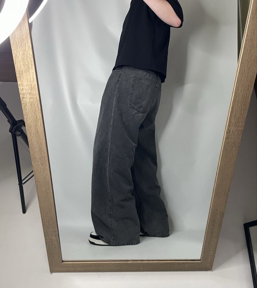 Широкі чорні джинси H&M Baggy Wide fit широкие чёрные джинсы бегги фит