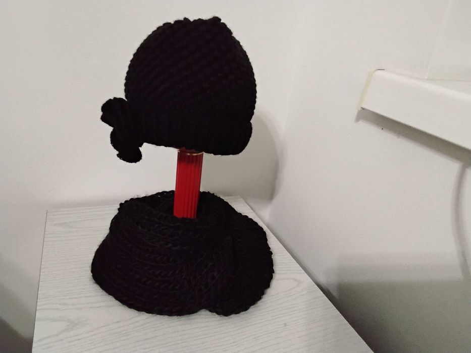 Komplet Damski Czapka Komin Bandama Naturalne Stan Idealny Włóczka BDB