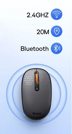 Bezprzewodowa cicha ergonomiczna mysz myszka Baseus F01B TRI MODE