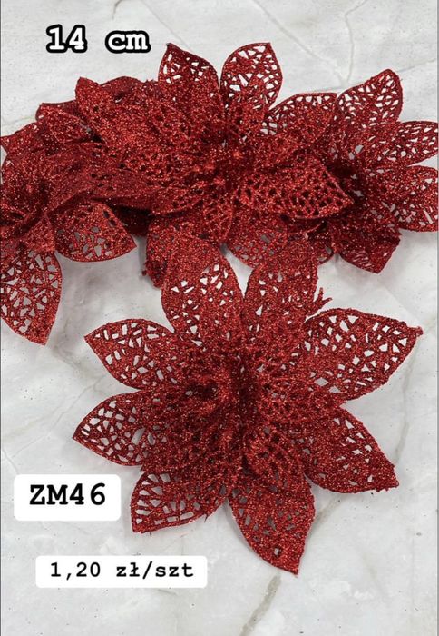 Gwiazdka Betlejemska brokatowa – 14 cm