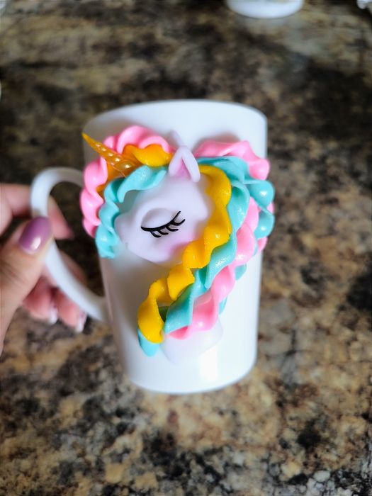 Чашка кружка Единорог с декором из полимерной глины