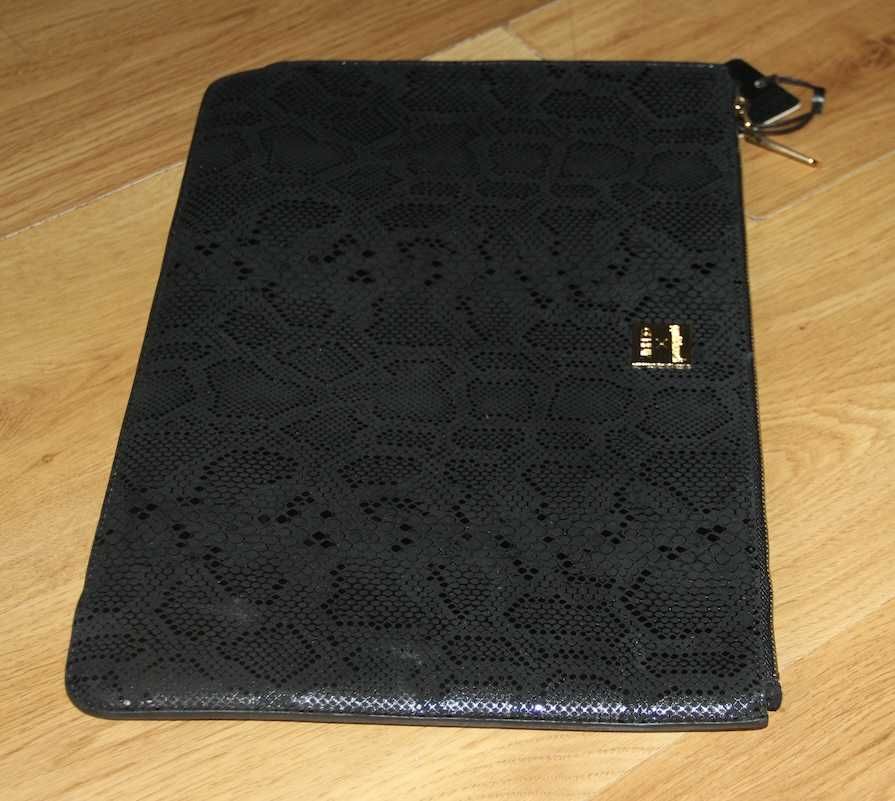 ochnik  etui torebka pokrowiec na laptopa skóra czarna lauren hilfiger