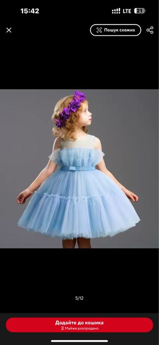 Сукня блакитна на 1 рік 2 3 4 5 6 7 років голуба плаття платье голубе