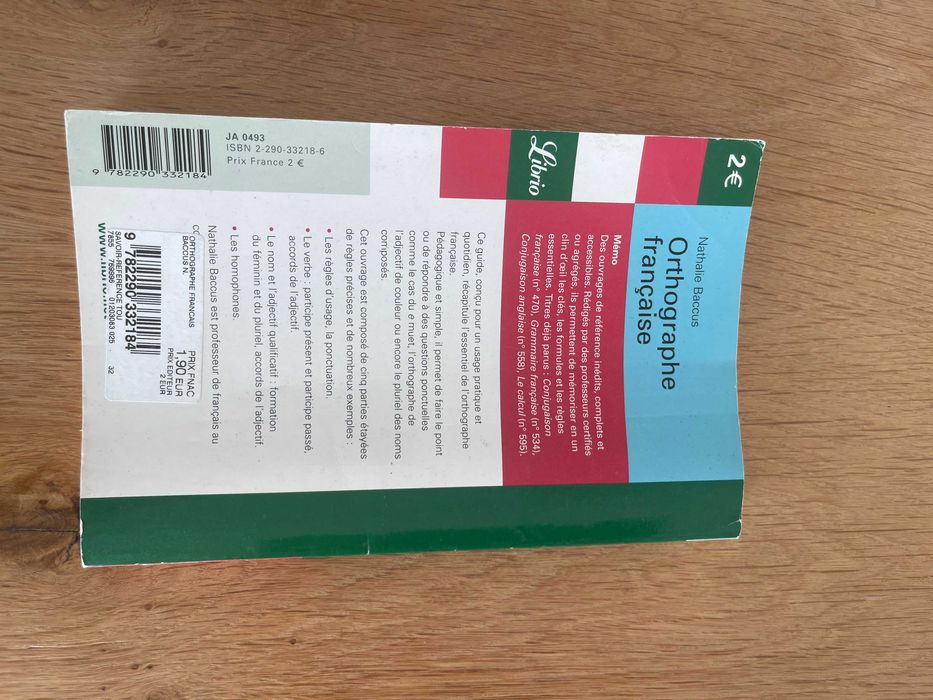 Livro escolar Orthographe Française Mémo
Éditions Librio
Preço 2€