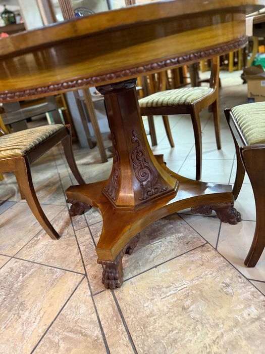 Elegancki zestaw stół owalny + 4 krzesła – Antyk, styl retro DOWÓZ