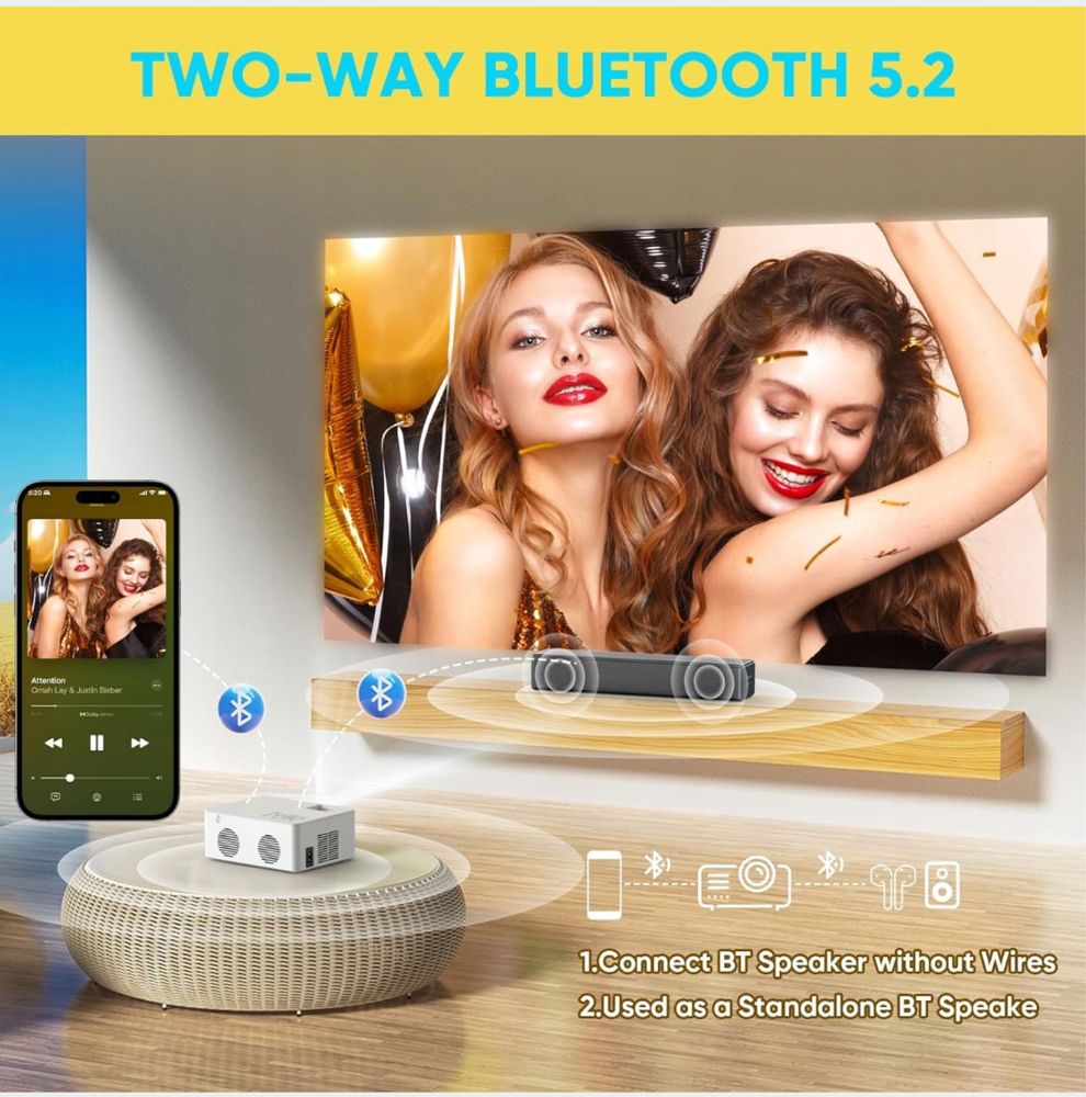 Projektor LCD PURSHE biały