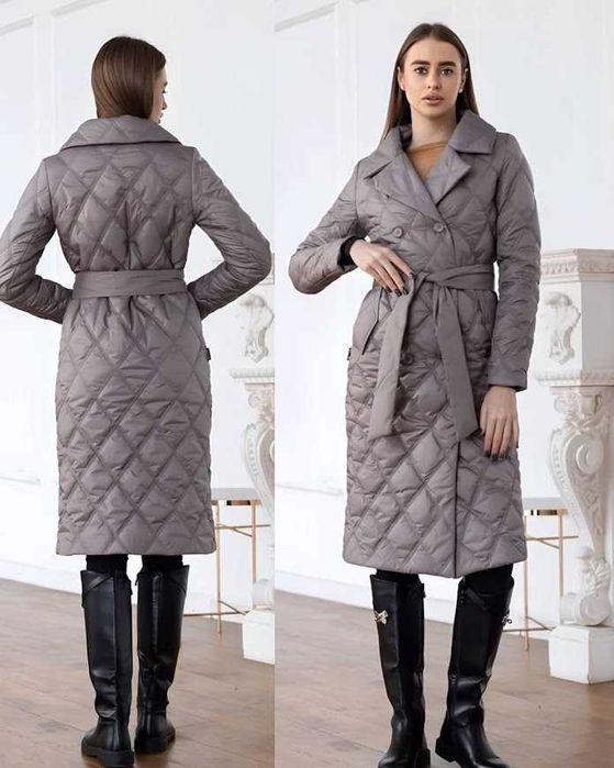 Жіноче пальто куртка пряме з плащівки з поясом осіннє наш 44 розмір