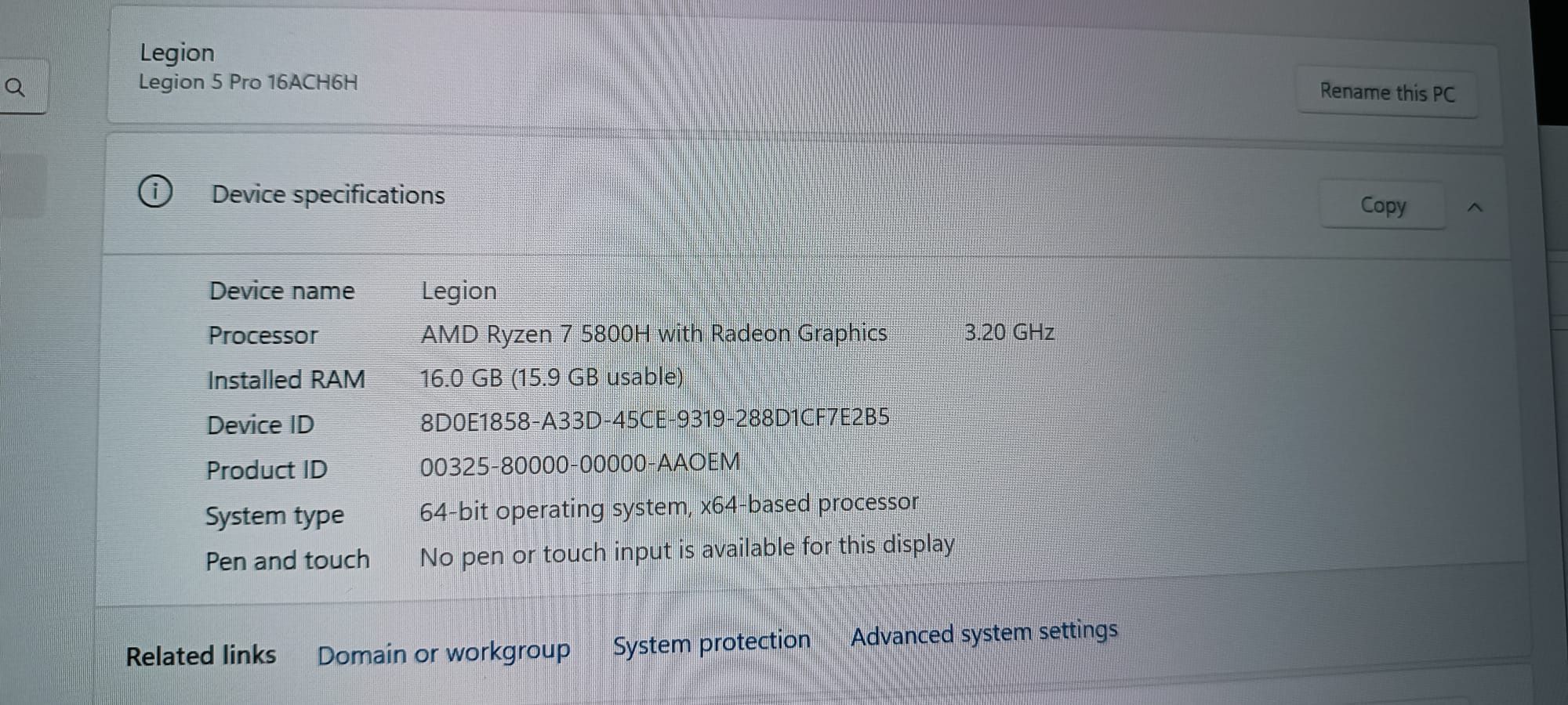 Legion 5 pro 16ACH6H - como novo em garantia