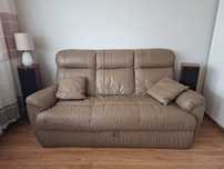 Sofa kanapa rozkładana - skóra naturalna