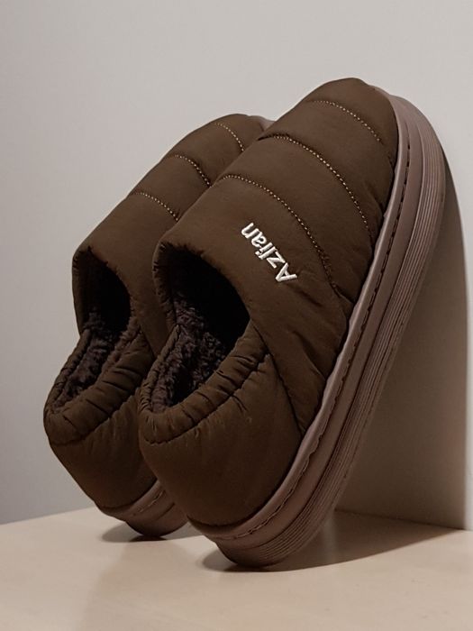 Buty pikowane (r37 24cm) kapcie na platformie puchowe w stylu ugg brąz