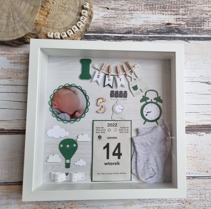 Metryczka w ramce 3d dla dziecka