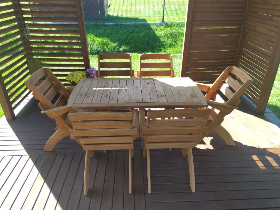 Zestaw mebli ogrodowych 6 krzeseł + stół prostokątny X wersja 2